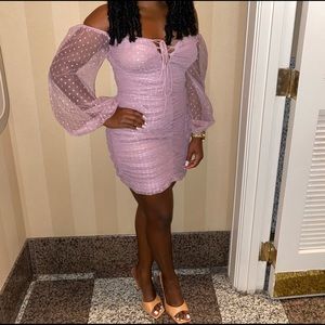 Off the shoulder purple dress